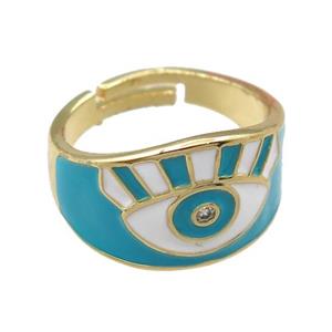 copper Rings with blue enameled, adjustable, gold plated, approx 12mm, 18mm [FN21825]