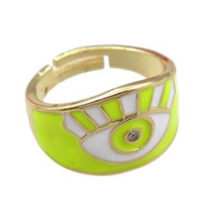 copper Rings with olive enameled, adjustable, gold plated, approx 12mm, 18mm [FN21826]