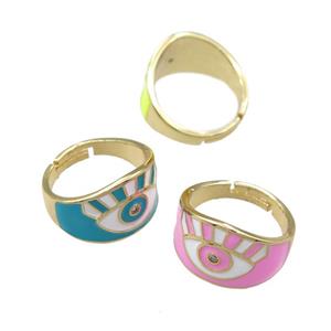 copper Rings with enameled, adjustable, gold plated, mix, approx 12mm, 18mm [FN21827]