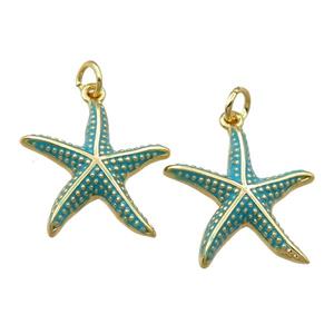 copper starfish pendant with enameled, gold plated, approx 20mm [FN21837]
