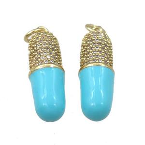 copper pill pendant with enameled, gold plated, approx 7-22mm [FN21847]