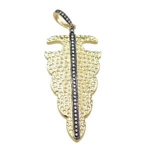 copper pendant pave zircon, gold plated, approx 21-45mm [FN21864]