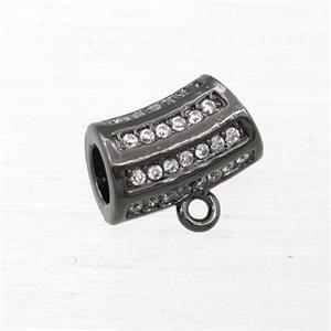 copper hanger bail paved zircon, black plated, approx 6x12mm. 4mm hole [FN21870]