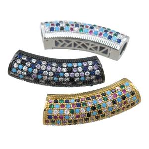 copper tube beads pave zircon, mixed, approx 9-28mm [FN21874]