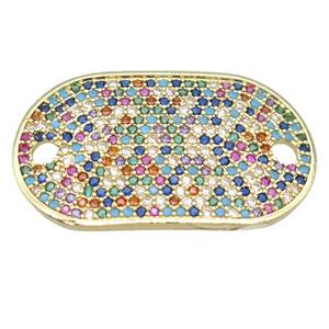 copper oval connector pave zircon, gold plated, approx 18-30mm [FN21876]