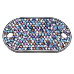 copper oval connector pave zircon, black plated, approx 18-30mm [FN21877]