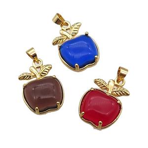 Cats eye stone apple pendant, mix, approx 15-20mm [FN21964]