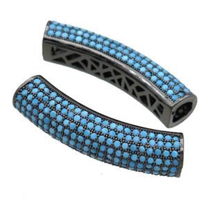 copper tube beads pave zircon, black plated, approx 10-38mm [FN22091]