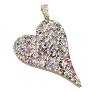 copper heart pendant pave zircon, gold plated, approx 30-40mm [FN22099]