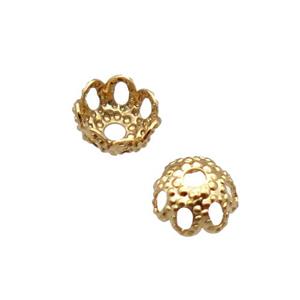 copper beadcaps, unfaded, gold plated, approx 4mm dia [FN22102]