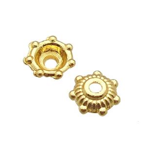 copper beadcaps, unfaded, gold plated, approx 6mm dia [FN22107]