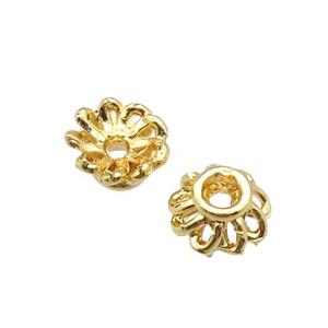 copper beadcaps, unfaded, gold plated, approx 6.6mm dia [FN22108]