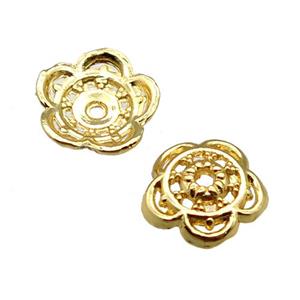 copper beadcaps, unfaded, gold plated, approx 10mm [FN22111]
