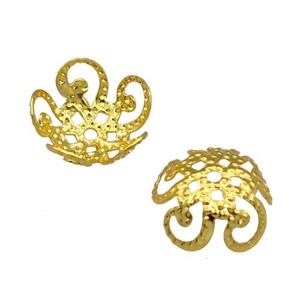 copper beadcaps, unfaded, gold plated, approx 10mm [FN22115]