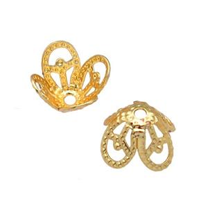 copper beadcaps, unfaded, gold plated, approx 10mm [FN22116]