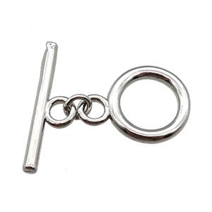copper toggle clasp, platinum plated, approx 12mm, 19mm [FN22121]