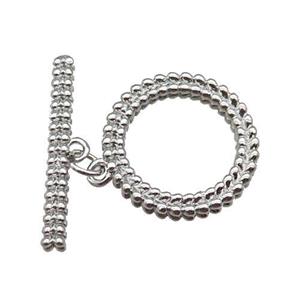 copper toggle clasp, platinum plated, approx 20mm, 28mm [FN22124]