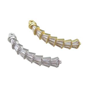 copper stick connector pave zircon, mixed, approx 6-30mm [FN22129]