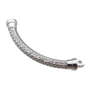 copper stick connector pave zircon, platinum plated, approx 5-35mm [FN22130]