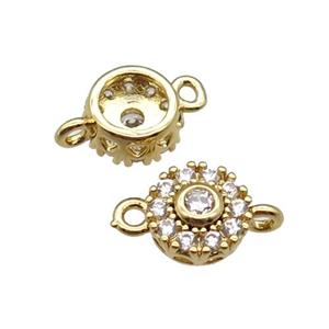 copper connector pave zircon, circle, gold plated, approx 8mm dia [FN22147]