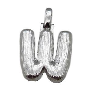copper W-letter pendant, brushed, platinum plated, approx 20-30mm [FN22208]