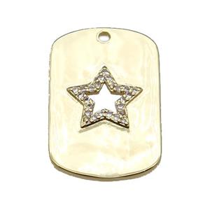 copper rectangle pendant pave zircon with star, gold plated, approx 17-26mm [FN22211]