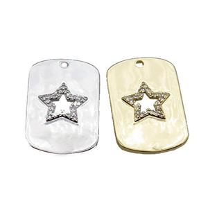 copper rectangle pendant pave zircon with star, mixed, approx 17-26mm [FN22212]