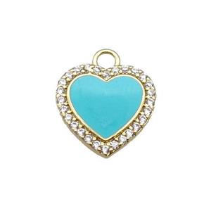 copper heart pendant pave zircon, enameled, gold plated, approx 13.5mm [FN22239]