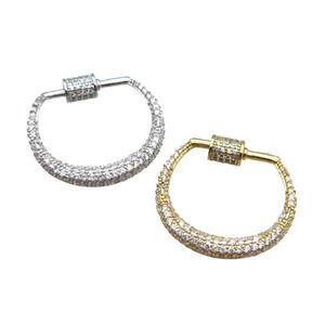 copper carabiner clasp paved zircon, mixed, approx 25-30mm [FN22259]