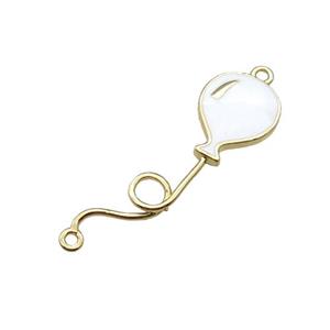 copper ballon charm pendant, white enameled, gold plated, approx 9-30mm [FN22260]