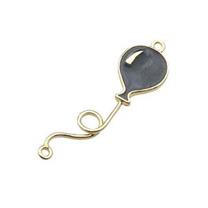 copper ballon charm pendant, black enameled, gold plated, approx 9-30mm [FN22261]