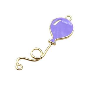 copper ballon pendant, purple enameled, gold plated, approx 9-30mm [FN22263]