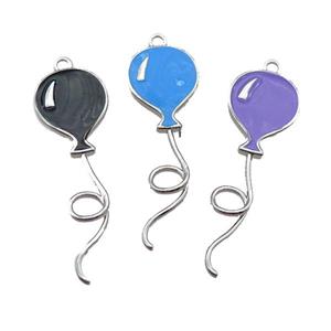 copper ballon pendant, enameled, mixed, platinum plated, approx 15-45mm [FN22269]