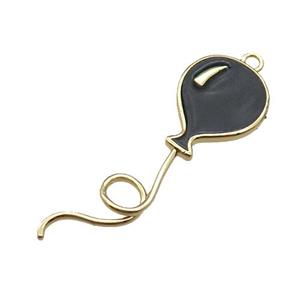 copper ballon pendant, black enameled, gold plated, approx 15-45mm [FN22271]