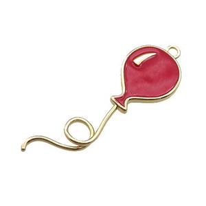 copper ballon pendant, red enameled, gold plated, approx 15-45mm [FN22277]