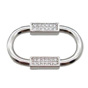copper connector pave zircon, platinum plated, approx 14-22mm [FN22283]