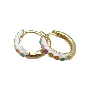 copper Hoop Earrings with enameled, gold plated, approx 14mm dia [FN22301]