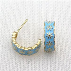 copper Stud Earrings with enameled, gold plated, approx 16mm [FN22316]