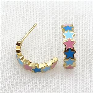 copper Stud Earrings with enameled, gold plated, approx 16mm [FN22319]