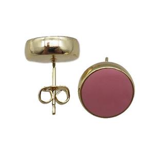 copper Stud Earrings with enameled, gold plated, approx 12mm [FN22320]