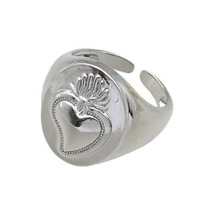 copper Rings, adjustable, platinum plated, approx 14-18mm, 18mm dia [FN22333]