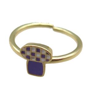 copper Rings, enameled, adjustable, gold plated, approx 8-9mm, 18mm dia [FN22340]