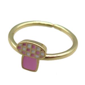 copper Rings, enameled, adjustable, gold plated, approx 8-9mm, 18mm dia [FN22341]
