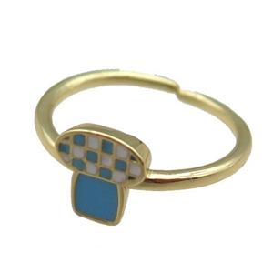 copper Rings, enameled, adjustable, gold plated, approx 8-9mm, 18mm dia [FN22342]