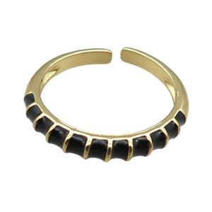 copper Rings, black enameled, adjustable, gold plated, approx 18mm dia [FN22344]
