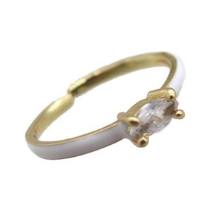 copper Rings, white enameled, adjustable, gold plated, approx 3-5mm, 18mm dia [FN22350]