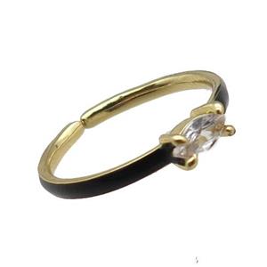 copper Rings, black enameled, adjustable, gold plated, approx 3-5mm, 18mm dia [FN22351]