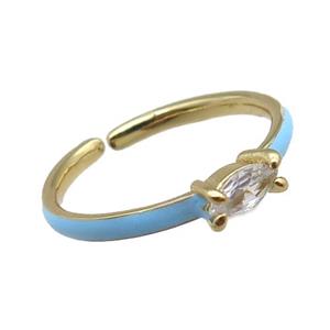copper Rings, blue enameled, adjustable, gold plated, approx 3-5mm, 18mm dia [FN22354]