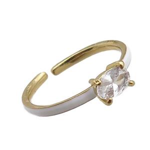 copper Rings, white enameled, adjustable, gold plated, approx 4-6mm, 18mm dia [FN22355]