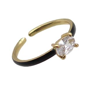 copper Rings, black enameled, adjustable, gold plated, approx 4-6mm, 18mm dia [FN22356]